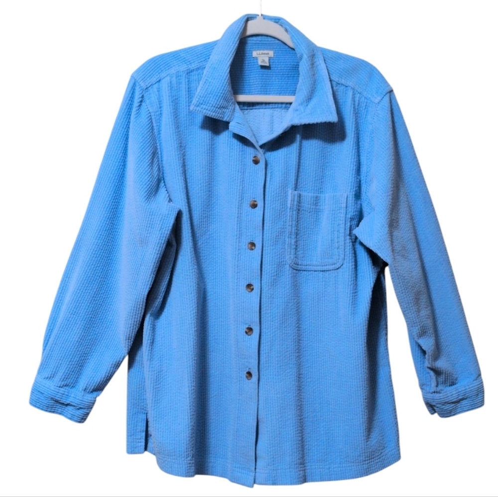 vintage L.L.Bean wide-wale corduroy button-down shirt Light blue size XL cotton